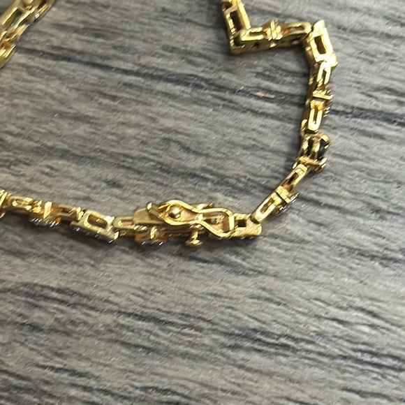 Gold Natural Diamond Sapphire Tennis Bracelet - Picture 6 of 11